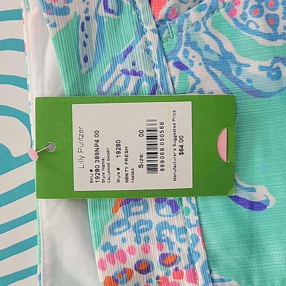 Lilly Pulitzer Callahan shorts, Minty Fresh,00 - Picture 2 of 4